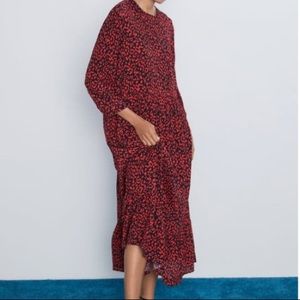 Red print dress